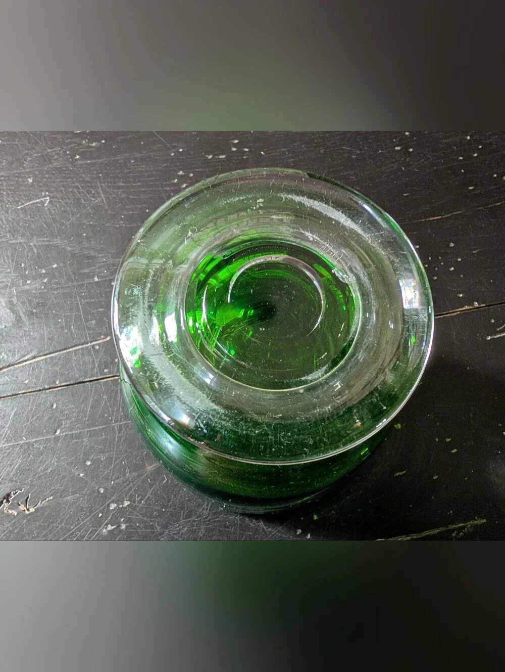 Vintage Mid-Century Florist Emerald Green Beehive Glass Vase Planter Bowl Decor
